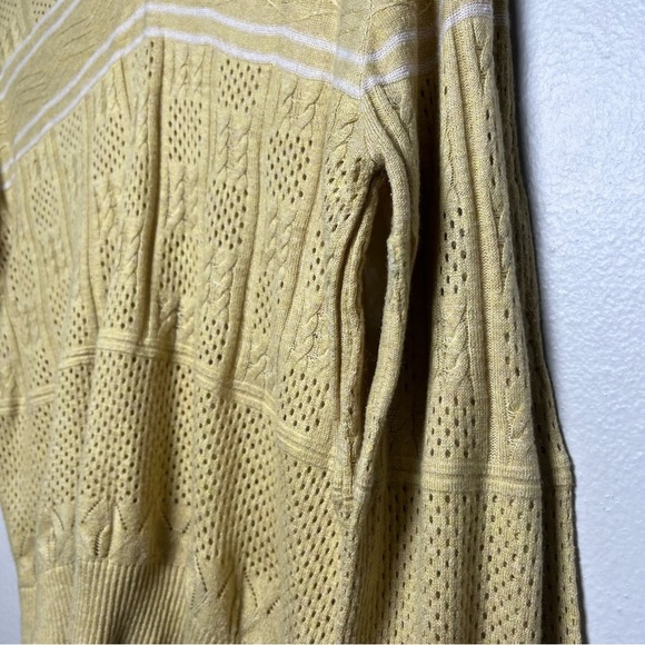 VTG Women Sweater Medium Yellow Cable Knit V-Neck Tennis Prep Sporty Lightweight - Picture 5 of 9